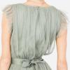 Anaya with Love Ladies Maxi Dress for Women V Neckline Sleeveless Frilly for Wedding Guest Bridesmaid Prom Long High Empire Waist Tiered Robe Femme (Lot de 1)(Frosted Green)