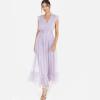 Anaya with Love Ladies Maxi Dress for Women V Neckline Sleeveless Frilly for Wedding Guest Bridesmaid Prom Long High Empire Waist Tiered Robe Femme (Lot de 1)(Dusty Lilac)