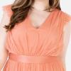 Anaya with Love Ladies Maxi Dress for Women V Neckline Sleeveless Frilly for Wedding Guest Bridesmaid Prom Long High Empire Waist Tiered Robe Femme (Lot de 1)(Coral Pink)