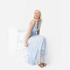 Anaya with Love Ladies Maxi Dress for Women V Neckline Sleeveless Frilly for Wedding Guest Bridesmaid Prom Long High Empire Waist Tiered Robe Femme (Lot de 1)(Light Blue)
