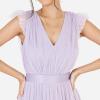 Anaya with Love Ladies Maxi Dress for Women V Neckline Sleeveless Frilly for Wedding Guest Bridesmaid Prom Long High Empire Waist Tiered Robe Femme (Lot de 1)(Dusty Lilac)