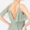 Anaya with Love Ladies Women Dress Maxi Short Sleeve Cami V Neckline Long Length Empire Waist Bridesmaid Wedding Guest Prom Robe Femme(Frosty Green)