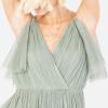 Anaya with Love Ladies Women Dress Maxi Short Sleeve Cami V Neckline Long Length Empire Waist Bridesmaid Wedding Guest Prom Robe Femme(Frosty Green)