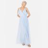 Anaya with Love Ladies Women Dress Maxi Short Sleeve Cami V Neckline Long Length Empire Waist Bridesmaid Wedding Guest Prom Robe Femme(Light Blue)