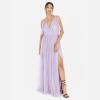 Anaya with Love Ladies Women Dress Maxi Short Sleeve Cami V Neckline Long Length Empire Waist Bridesmaid Wedding Guest Prom Robe Femme(Moody Lilac)