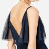 Anaya with Love Ladies Women Dress Maxi Short Sleeve Cami V Neckline Long Length Empire Waist Bridesmaid Wedding Guest Prom Robe Femme(Navy Blue)
