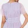 Anaya with Love Women&rsquo;s Ladies Midaxi Dress High Waist Keyhole Short Flutter Sleeve Crew Neckline for Wedding Guest Bridesmaids Prom(Dusty Lilac)
