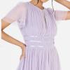 Anaya with Love Women&rsquo;s Ladies Midaxi Dress High Waist Keyhole Short Flutter Sleeve Crew Neckline for Wedding Guest Bridesmaids Prom(Dusty Lilac)