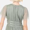 Anaya with Love Women&rsquo;s Ladies Midaxi Dress High Waist Keyhole Short Flutter Sleeve Crew Neckline for Wedding Guest Bridesmaids Prom(Frosty Green)
