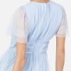Anaya with Love Women&rsquo;s Ladies Midaxi Dress High Waist Keyhole Short Flutter Sleeve Crew Neckline for Wedding Guest Bridesmaids Prom(Light Blue)