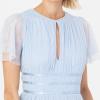 Anaya with Love Women&rsquo;s Ladies Midaxi Dress High Waist Keyhole Short Flutter Sleeve Crew Neckline for Wedding Guest Bridesmaids Prom(Light Blue)