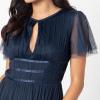 Anaya with Love Women&rsquo;s Ladies Midaxi Dress High Waist Keyhole Short Flutter Sleeve Crew Neckline for Wedding Guest Bridesmaids Prom(Navy Blue)