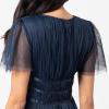 Anaya with Love Women&rsquo;s Ladies Midaxi Dress High Waist Keyhole Short Flutter Sleeve Crew Neckline for Wedding Guest Bridesmaids Prom(Navy Blue)