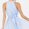 Anaya with LoveRobe Longue Robe De Soirée Robe Femme Chic Col Licou Long sans Manches avec Ceinture Robe De Bal Demoiselle d&rsquo;honneur(Bleu Clair)