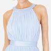 Anaya with LoveRobe Longue Robe De Soirée Robe Femme Chic Col Licou Long sans Manches avec Ceinture Robe De Bal Demoiselle d&rsquo;honneur(Bleu Clair)