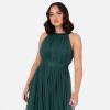 Anaya with LoveRobe Longue Robe De Soirée Robe Femme Chic Col Licou Long sans Manches avec Ceinture Robe De Bal Demoiselle d&rsquo;honneur(Emerald Green)