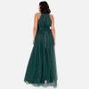 Anaya with LoveRobe Longue Robe De Soirée Robe Femme Chic Col Licou Long sans Manches avec Ceinture Robe De Bal Demoiselle d&rsquo;honneur(Emerald Green)