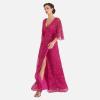 Maya Deluxe Women&rsquo;s Maxi Ladies Sequin Embellished Wrap A-Line Dress for Wedding Guest Bridesmaid Evening Prom Ball Occasion(Fuchsia)