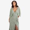 Maya Deluxe Women&rsquo;s Maxi Ladies Sequin Embellished Wrap A-Line Dress for Wedding Guest Bridesmaid Evening Prom Ball Occasion(Green Lily)