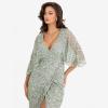 Maya Deluxe Womens Midi Ladies Sequin Embellished Cape Sleeve Wrap Dress for Wedding Guest Bridesmaid Cocktail Prom Evening Robe Femme(Green Lily)