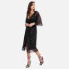 Maya Deluxe Womens Midi Ladies Sequin Embellished Cape Sleeve Wrap Dress for Wedding Guest Bridesmaid Cocktail Prom Evening Robe Femme(Noir)