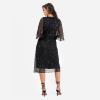 Maya Deluxe Womens Midi Ladies Sequin Embellished Cape Sleeve Wrap Dress for Wedding Guest Bridesmaid Cocktail Prom Evening Robe Femme(Noir)