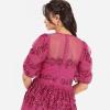 Maya Deluxe Womens Midi Ladies Sequin Embellished Short Sleeve Dress for Wedding Guest Bridesmaid Prom Ball Evening Occasion Robe Femme(Fuchsia)