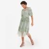 Maya Deluxe Womens Midi Ladies Sequin Embellished Short Sleeve Dress for Wedding Guest Bridesmaid Prom Ball Evening Occasion Robe Femme(Green Lily)