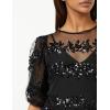 Maya Deluxe Womens Midi Ladies Sequin Embellished Short Sleeve Dress for Wedding Guest Bridesmaid Prom Ball Evening Occasion Robe Femme(Noir)