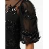 Maya Deluxe Womens Midi Ladies Sequin Embellished Short Sleeve Dress for Wedding Guest Bridesmaid Prom Ball Evening Occasion Robe Femme(Noir)
