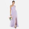 Womens Ladies Maxi One Cold Shoulder Dress with Slit Split Sleeveless Prom Wedding Guest Bridesmaid Ball Evening Gown(Dusty Lilac)