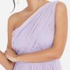 Womens Ladies Maxi One Cold Shoulder Dress with Slit Split Sleeveless Prom Wedding Guest Bridesmaid Ball Evening Gown(Dusty Lilac)