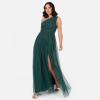 Womens Ladies Maxi One Cold Shoulder Dress with Slit Split Sleeveless Prom Wedding Guest Bridesmaid Ball Evening Gown(Emerald Green)