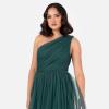 Womens Ladies Maxi One Cold Shoulder Dress with Slit Split Sleeveless Prom Wedding Guest Bridesmaid Ball Evening Gown(Emerald Green)