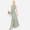 Womens Ladies Maxi One Cold Shoulder Dress with Slit Split Sleeveless Prom Wedding Guest Bridesmaid Ball Evening Gown(Forest Green)