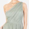 Womens Ladies Maxi One Cold Shoulder Dress with Slit Split Sleeveless Prom Wedding Guest Bridesmaid Ball Evening Gown(Forest Green)
