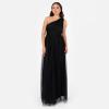 Womens Ladies Maxi One Cold Shoulder Dress with Slit Split Sleeveless Prom Wedding Guest Bridesmaid Ball Evening Gown(Noir)