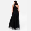 Womens Ladies Maxi One Cold Shoulder Dress with Slit Split Sleeveless Prom Wedding Guest Bridesmaid Ball Evening Gown(Noir)