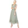 Anaya with Love Ladies Maxi Dress for Women V Neckline Sleeveless Frilly for Wedding Guest Bridesmaid Prom Long High Empire Waist Tiered Robe Femme (Lot de 1)(Frosted Green)