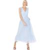 Anaya with Love Ladies Maxi Dress for Women V Neckline Sleeveless Frilly for Wedding Guest Bridesmaid Prom Long High Empire Waist Tiered Robe Femme (Lot de 1)(Light Blue)