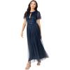 Anaya with Love Women&rsquo;s Ladies Midaxi Dress High Waist Keyhole Short Flutter Sleeve Crew Neckline for Wedding Guest Bridesmaids Prom(Navy Blue)