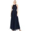 Anaya with LoveRobe Longue Robe De Soirée Robe Femme Chic Col Licou Long sans Manches avec Ceinture Robe De Bal Demoiselle d&rsquo;honneur(Marine)