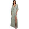 Maya Deluxe Women&rsquo;s Maxi Ladies Sequin Embellished Wrap A-Line Dress for Wedding Guest Bridesmaid Evening Prom Ball Occasion(Green Lily)