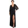 Maya Deluxe Women&rsquo;s Maxi Ladies Sequin Embellished Wrap A-Line Dress for Wedding Guest Bridesmaid Evening Prom Ball Occasion(Noir)