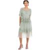 Maya Deluxe Womens Midi Ladies Sequin Embellished Short Sleeve Dress for Wedding Guest Bridesmaid Prom Ball Evening Occasion Robe Femme(Green Lily)