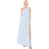 Womens Ladies Maxi One Cold Shoulder Dress with Slit Split Sleeveless Prom Wedding Guest Bridesmaid Ball Evening Gown(Light Blue)