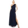Womens Ladies Maxi One Cold Shoulder Dress with Slit Split Sleeveless Prom Wedding Guest Bridesmaid Ball Evening Gown(Navy Blue)