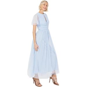 Anaya with Love Women&rsquo;s Ladies Midaxi Dress High Waist Keyhole Short Flutter Sleeve Crew Neckline for Wedding Guest Bridesmaids Prom(Light Blue)