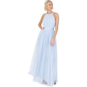 Anaya with LoveRobe Longue Robe De Soirée Robe Femme Chic Col Licou Long sans Manches avec Ceinture Robe De Bal Demoiselle d&rsquo;honneur(Bleu Clair)