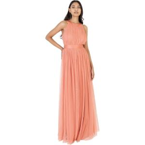 Anaya with LoveRobe Longue Robe De Soirée Robe Femme Chic Col Licou Long sans Manches avec Ceinture Robe De Bal Demoiselle d&rsquo;honneur(Corail)